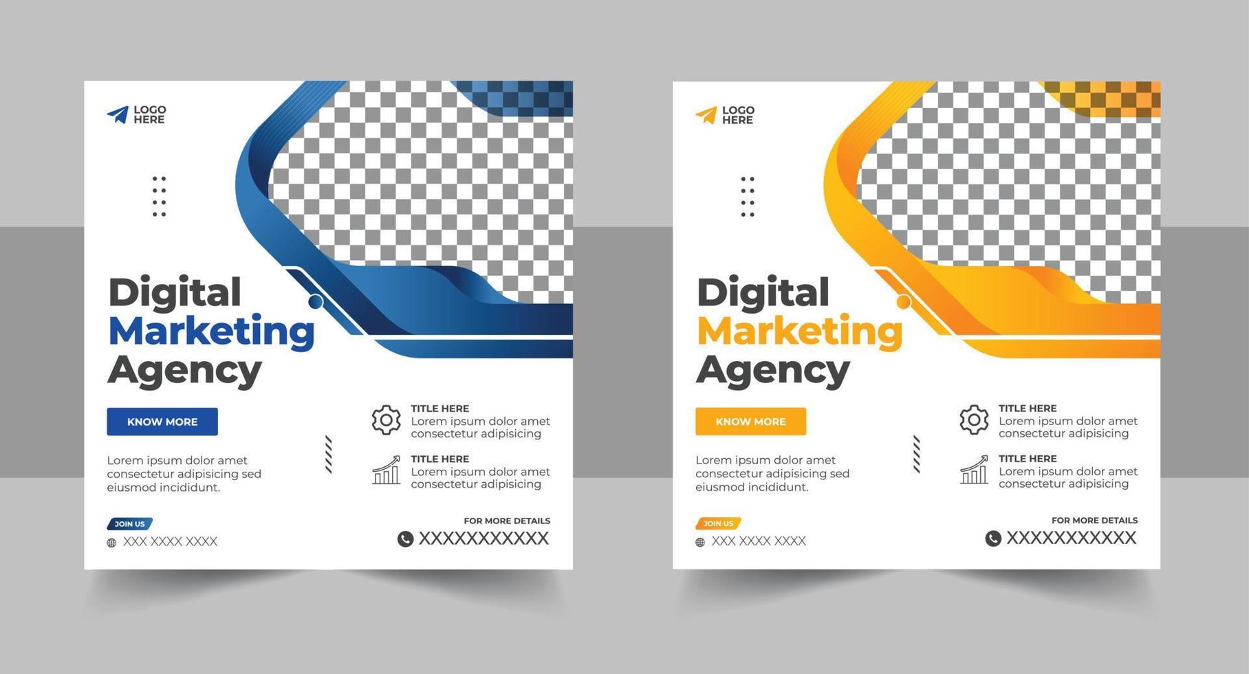 Digital Marketing Post Banner, Digital Marketing Sozial Medien Post Banner. Geschäft Marketing Post Banner. Digital Marketing Banner Layout vektor