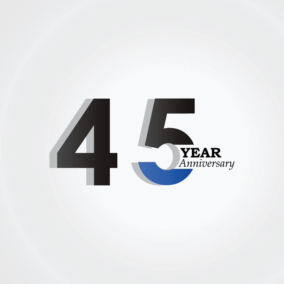 45 Jahre Jubiläumsfeier blaue Farbvektorschablonen-Designillustration vektor