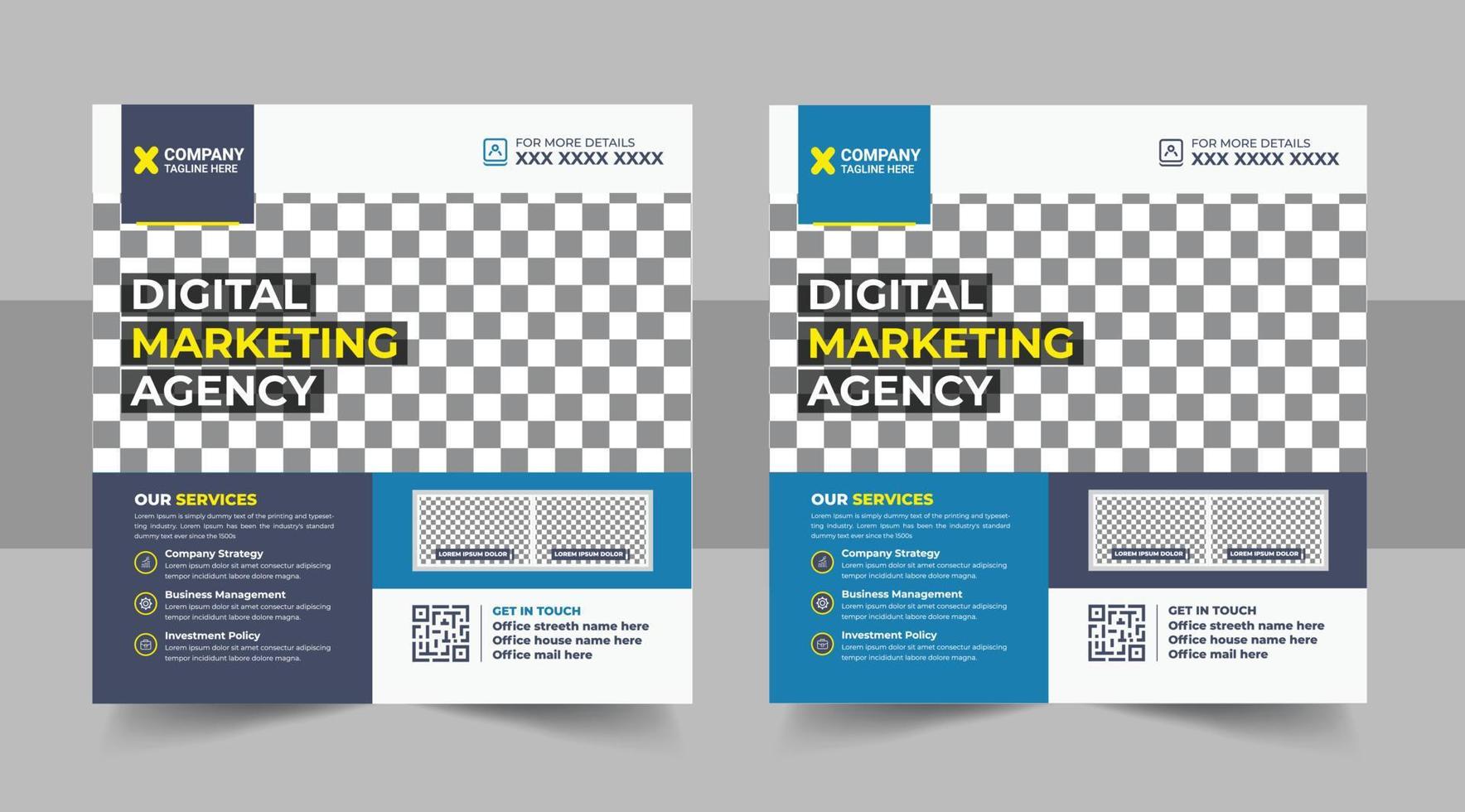 digital marknadsföring byrå och företags- social media posta mall design vektor