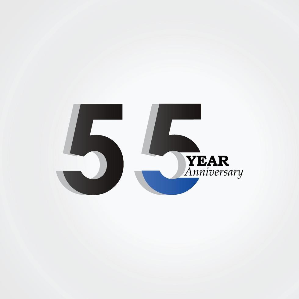 55 års illustration för design för mall för färg för blå årsdagfirande vektor