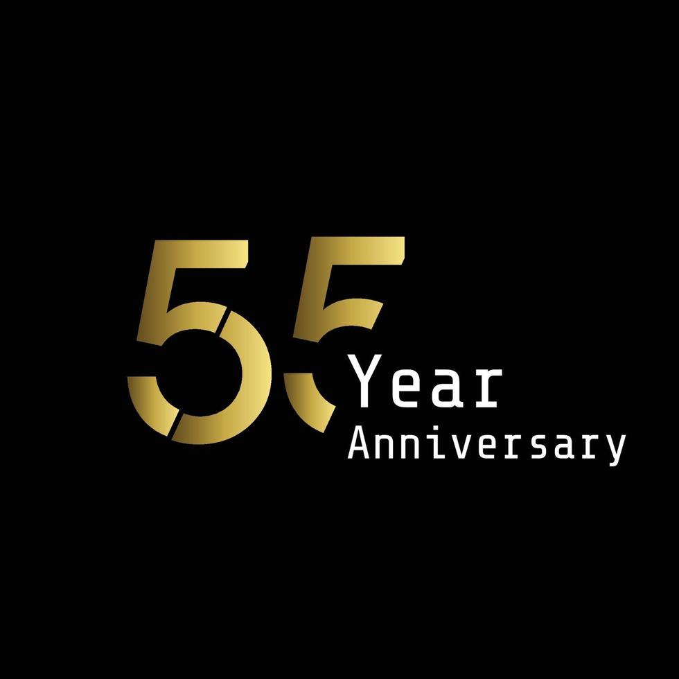 55 Jahre Jubiläumsfeier Gold schwarz Farbe Hintergrund Vektor Vorlage Design Illustration