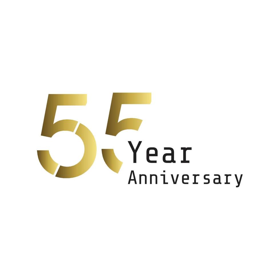 55 Jahre Jubiläumsfeier Gold weiße Farbe Hintergrund Vektor Vorlage Design Illustration
