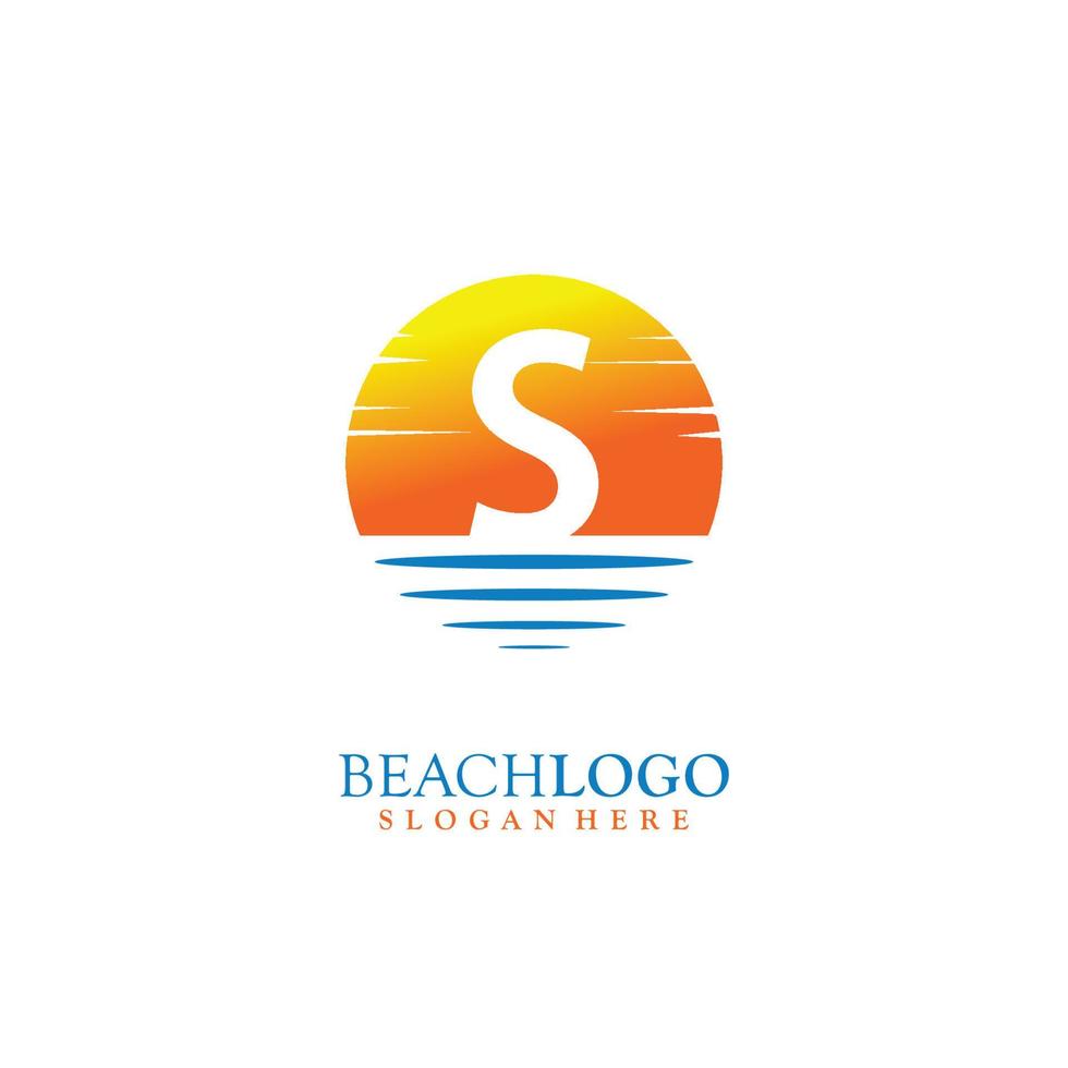 Brief s Sonnenuntergang Logo Design Vektor Illustration