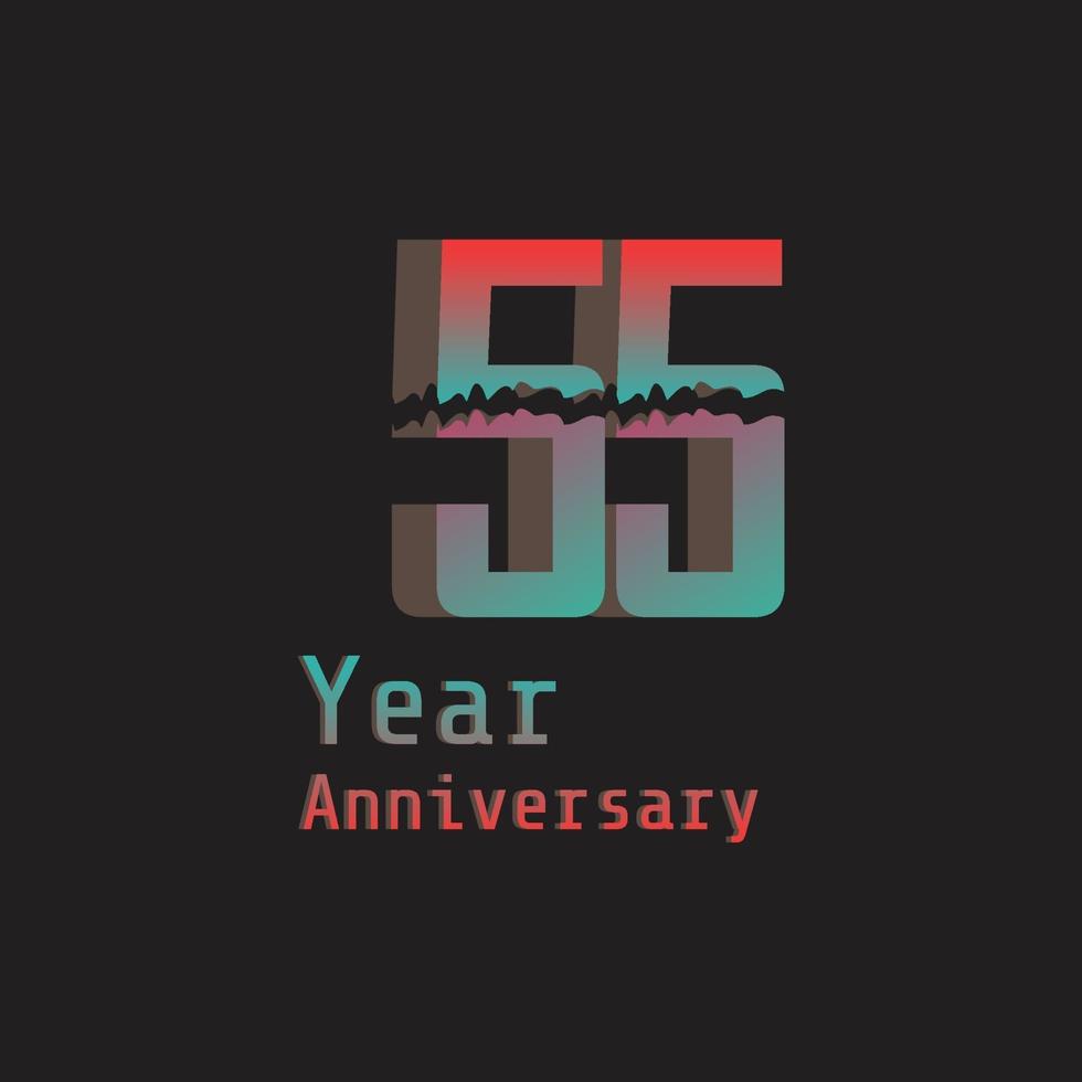 55 år årsdag firande regnbågsfärg vektor mall design design
