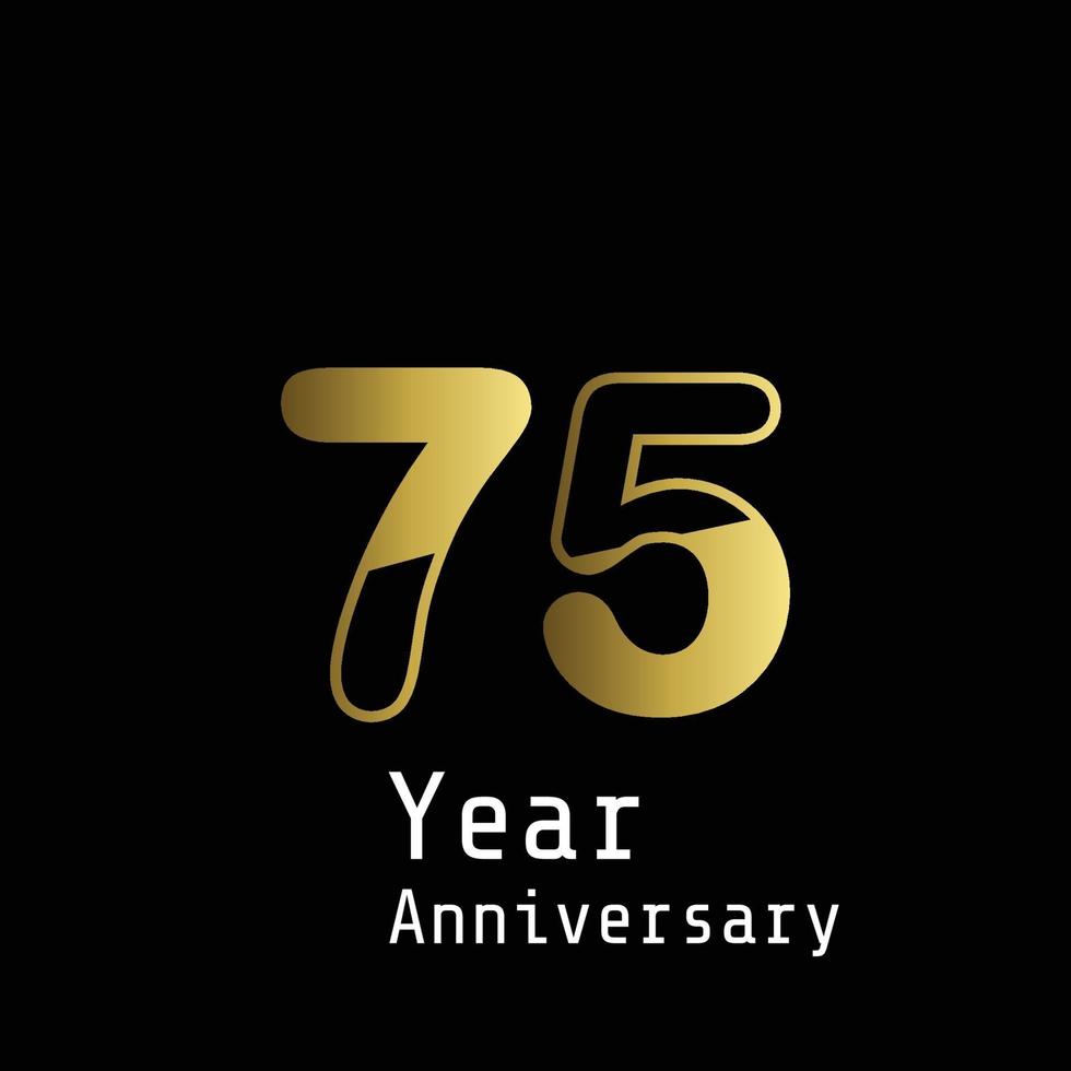 75 Jahre Jubiläumsfeier Gold schwarz Hintergrund Farbvektor Vorlage Design Illustration vektor