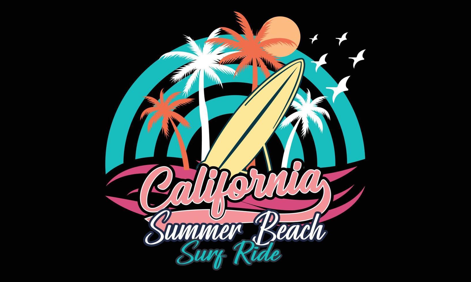 0 Kalifornien sommar strand surfa rida t-tröjor design.california sommar strand surfa rida t-tröjor design. vektor
