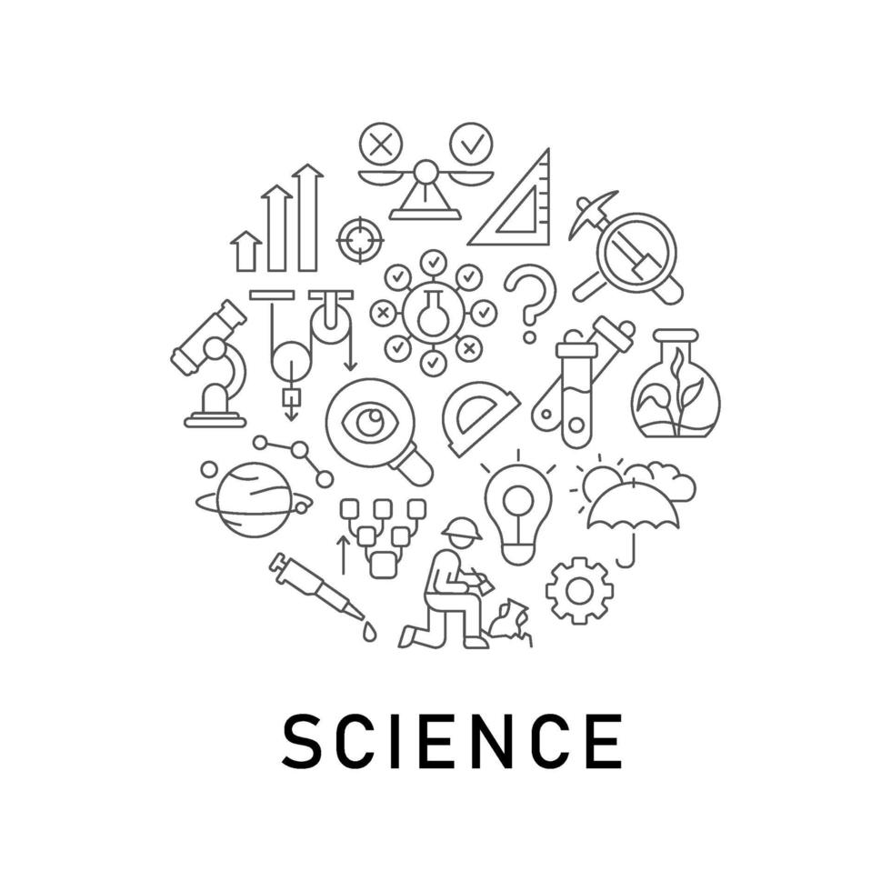 vetenskap abstrakt linjär konceptlayout med rubrik vektor