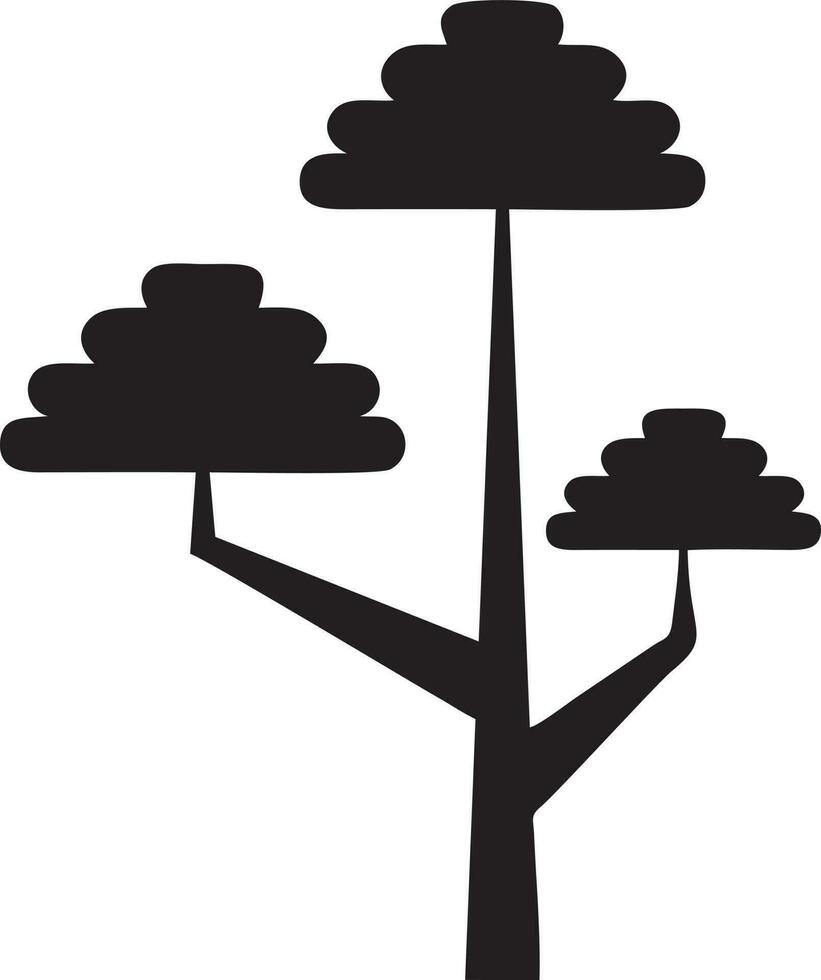 Baum Symbol Symbol Bild Vektor, Illustration von das Baum Botanik im schwarz Bild vektor