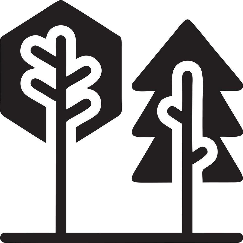 Baum Symbol Symbol Bild Vektor, Illustration von das Baum Botanik im schwarz Bild vektor