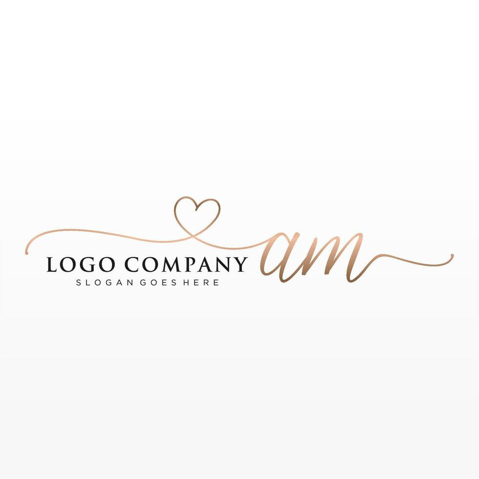första am feminin logotyp samlingar mall. handstil logotyp av första signatur, bröllop, mode, smycken, boutique, blommig och botanisk med kreativ mall för några företag eller företag. vektor