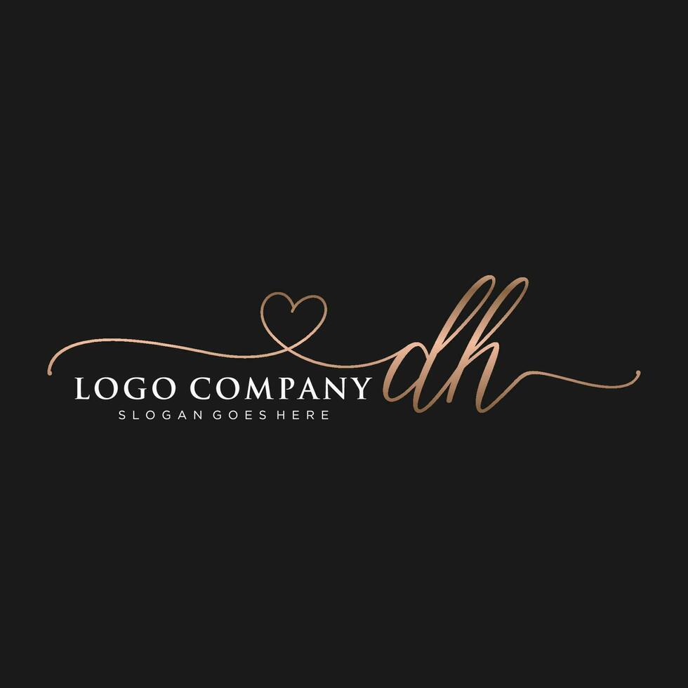 Initiale dh feminin Logo Sammlungen Vorlage. Handschrift Logo von Initiale Unterschrift, Hochzeit, Mode, Schmuck, Boutique, Blumen- und botanisch mit kreativ Vorlage zum irgendein Unternehmen oder Geschäft. vektor