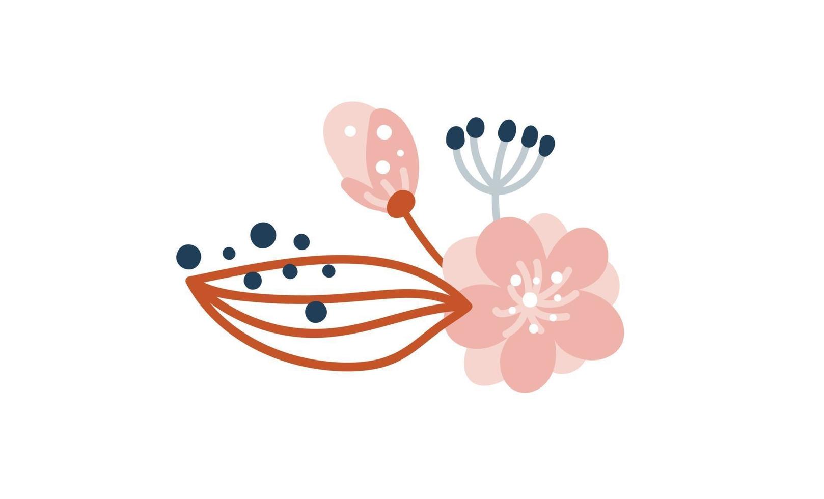 Sommervektor Wildblumen Illustration Strauß. skandinavischer Zweig des Glockenblumenblumenfrühlings lokalisiert auf weißem Hintergrund. Wiesenkraut. handgezeichnete Doodle-Tinten-Skizze. Farbdesign vektor