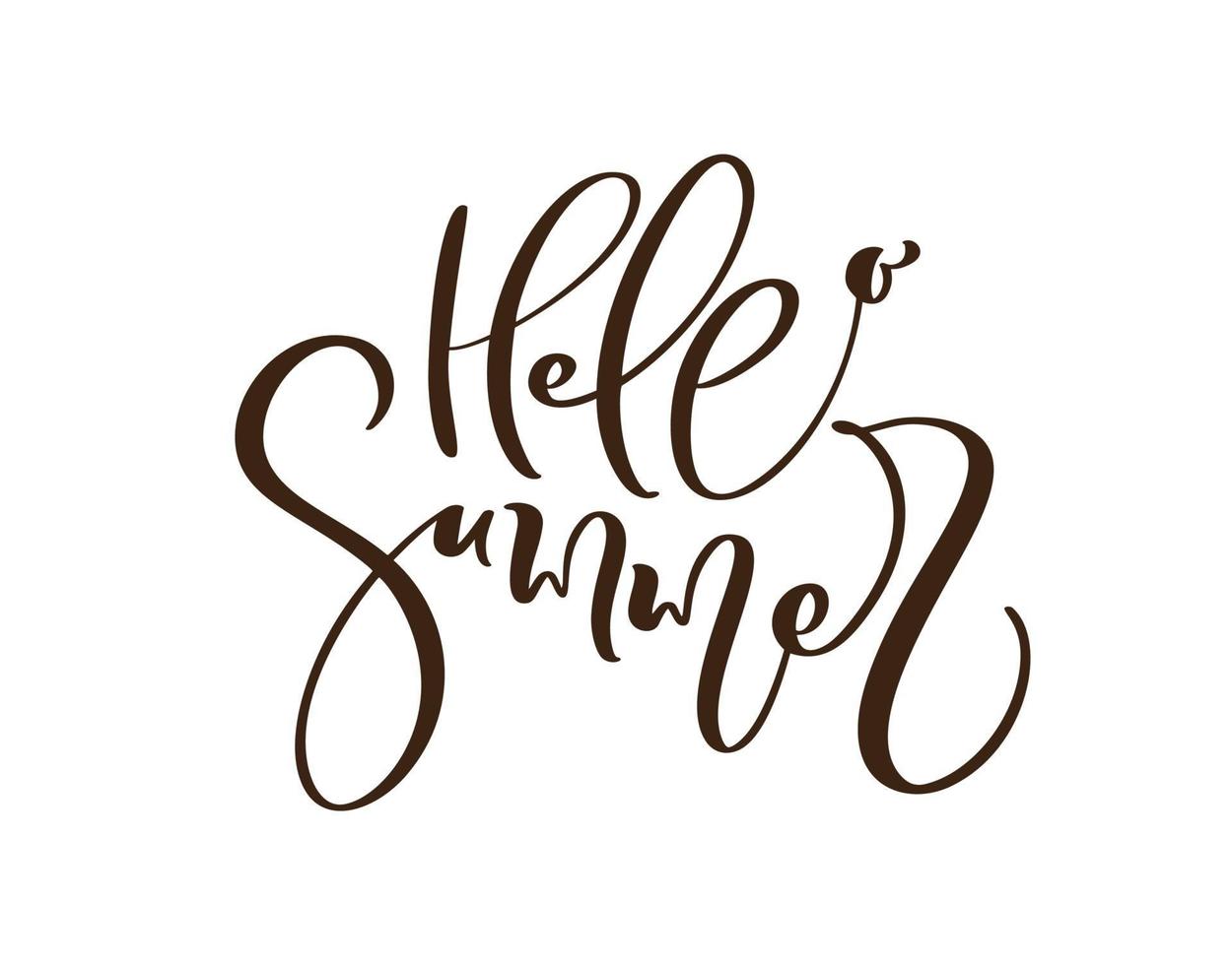 Kalligraphie Schriftzug Pinsel Text Hallo Sommer. Vektor Hand gezeichnet isolierte Phrase. isoliertes Design der Illustrationskritzelskizze für Grußkarte, Druck