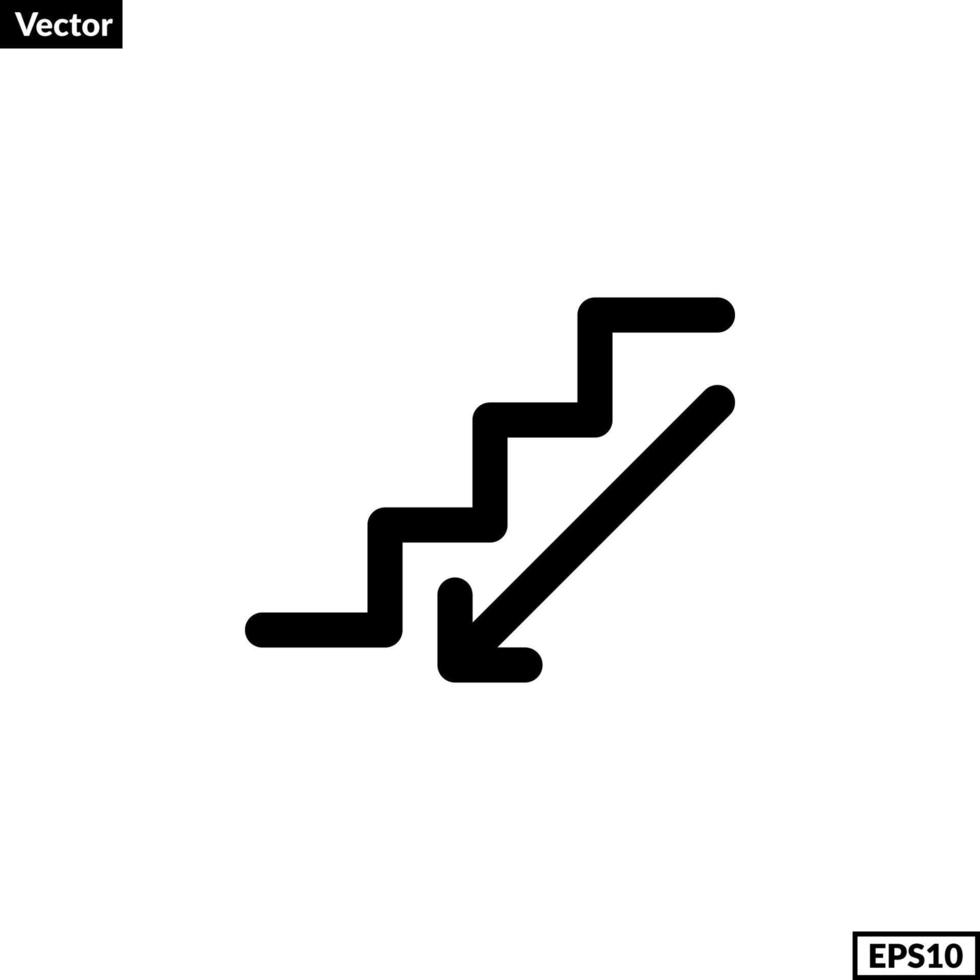 Treppe unterzeichnen. unten Symbol Vektor zum irgendein Zwecke