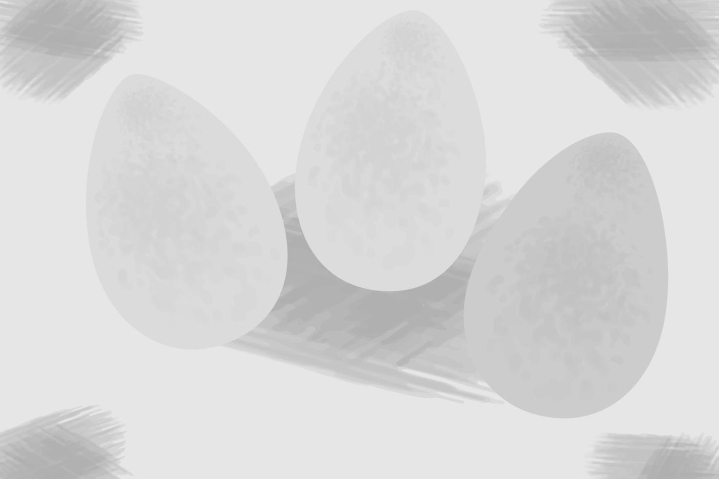 3 påsk ägg på abstrakt bakgrund textur med freehand skuggning i gråskala. klotter stil. eps vektor