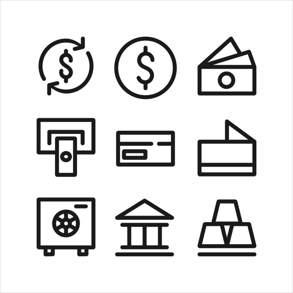 Geld Symbol Satz. Vektor Illustration.