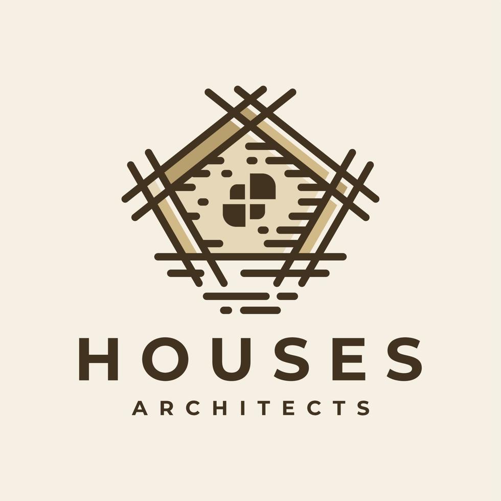 minimalistisch Spaß Karikatur Zuhause Immobilien Logo Design. modern Zuhause Gebäude Logo Marke. vektor