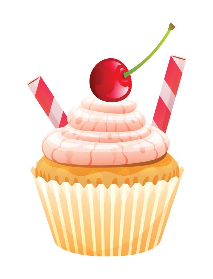 Käse Cupcake Vektor isoliert auf Weiß Hintergrund. Cupcake Karikatur Illustration