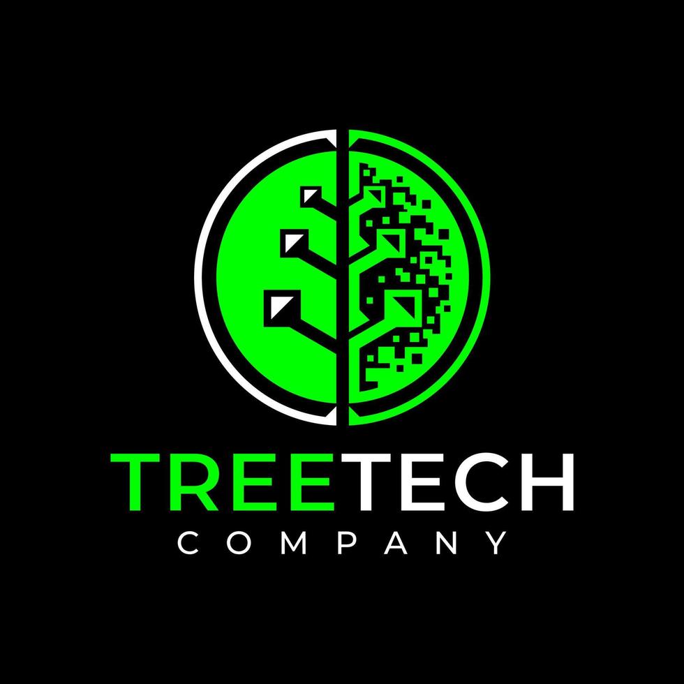 modern teknologi växt träd logotyp design. digital nätverk träd blad logotyp varumärke. vektor