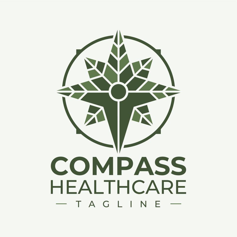 Luxus Natur Blatt Mensch Kompass Logo Design. organisch Kompass Gesundheit Logo Marke. vektor