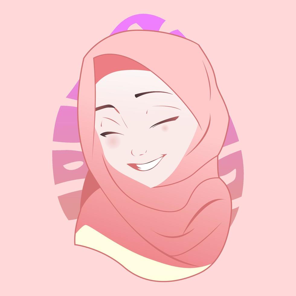 moslem islamic hijab söt flicka vektor platt illustration design