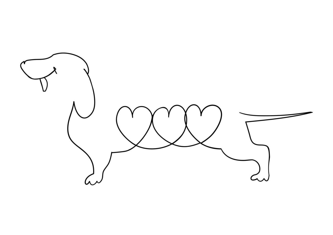 Original linear Bild von ein Dackel mit Herzen. vektor