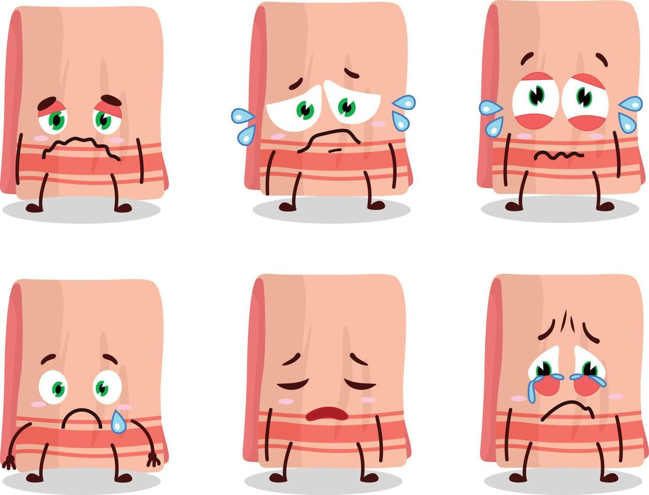 handduk tecknad serie i karaktär med ledsen uttryck vektor