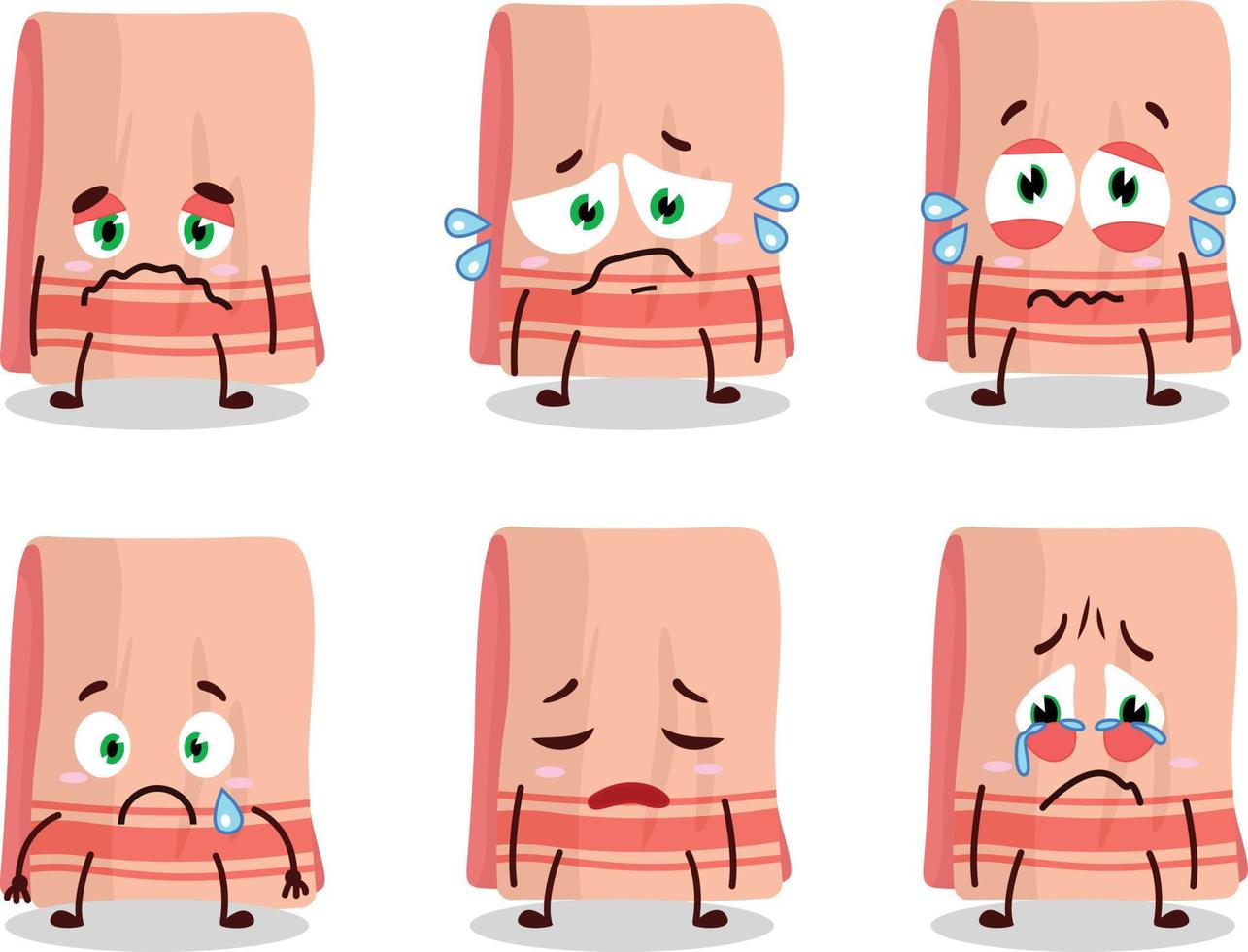 Handtuch Karikatur im Charakter mit traurig Ausdruck vektor