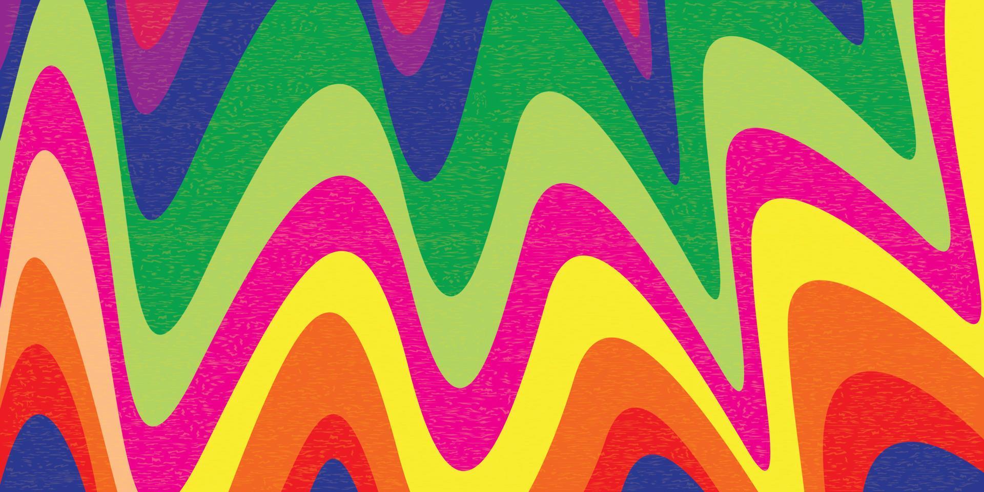 1960 hippie levande färger bakgrund design. färgrik krusig mall för psychedelic 60-70-tal partier. illustration med psychedelic trippy vibe. vektor