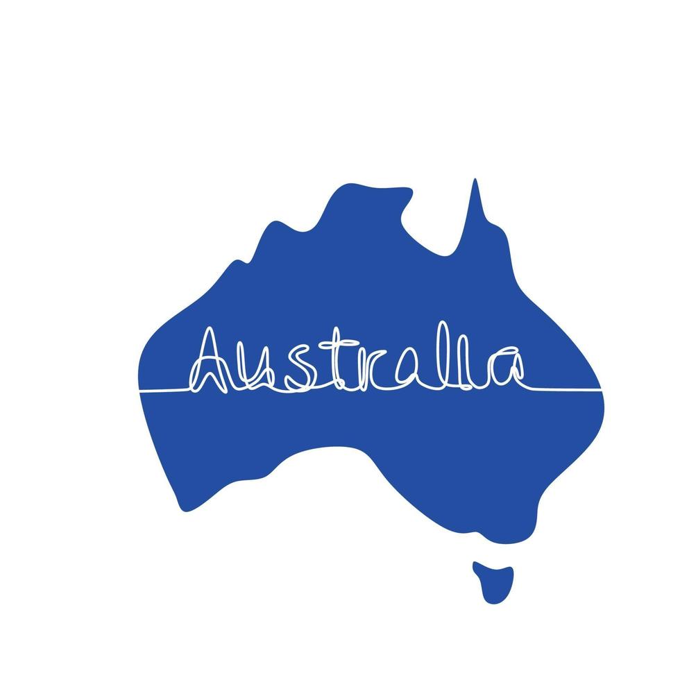 eine durchgehende Linienillustrationszeichnung von Australien. abstrakter Umriss australischer Kontinent, geografische Karte lokalisiert auf weißem Hintergrund. glücklicher australien tag. handgezeichneter Minimalismus-Stil. vektor