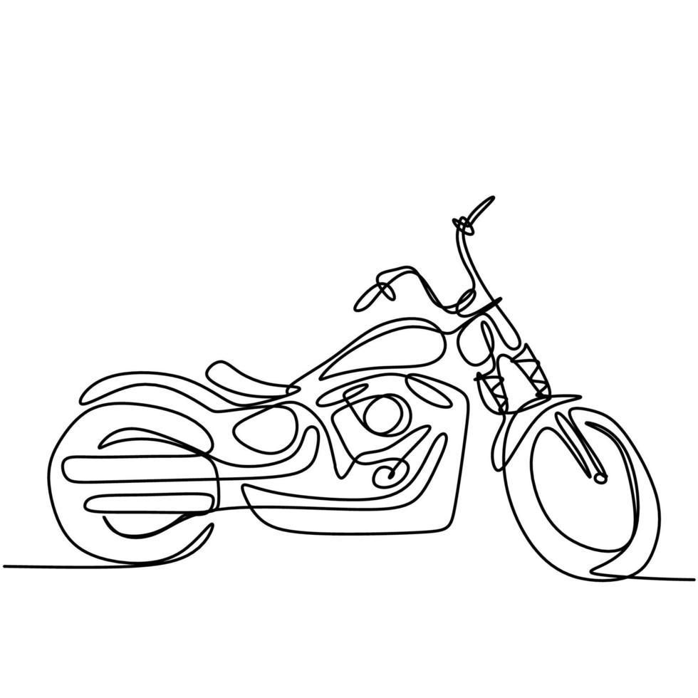 kontinuierliche einzeilige Zeichnung des alten klassischen Vintage-Motorrades. cooles Retro-Motorrad lokalisiert auf weißem Hintergrund. antikes Motorradtransportkonzept im minimalistischen Design. Vektorillustration vektor