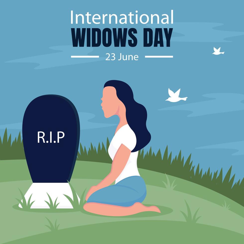 illustration vektor grafisk av en kvinna sörjer henne makens grav, perfekt för internationell dag, internationell änkor dag, fira, hälsning kort, etc.