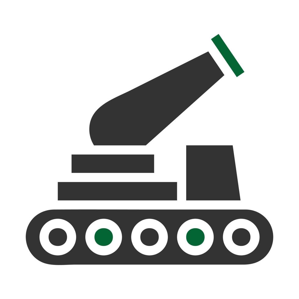 Kanone Symbol solide grau Grün Farbe Militär- Symbol perfekt. vektor