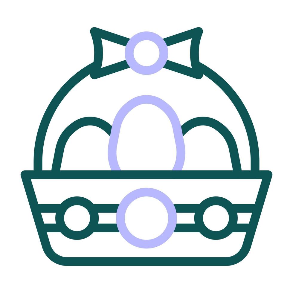 korg ägg ikon duofärg grön lila Färg påsk symbol illustration. vektor