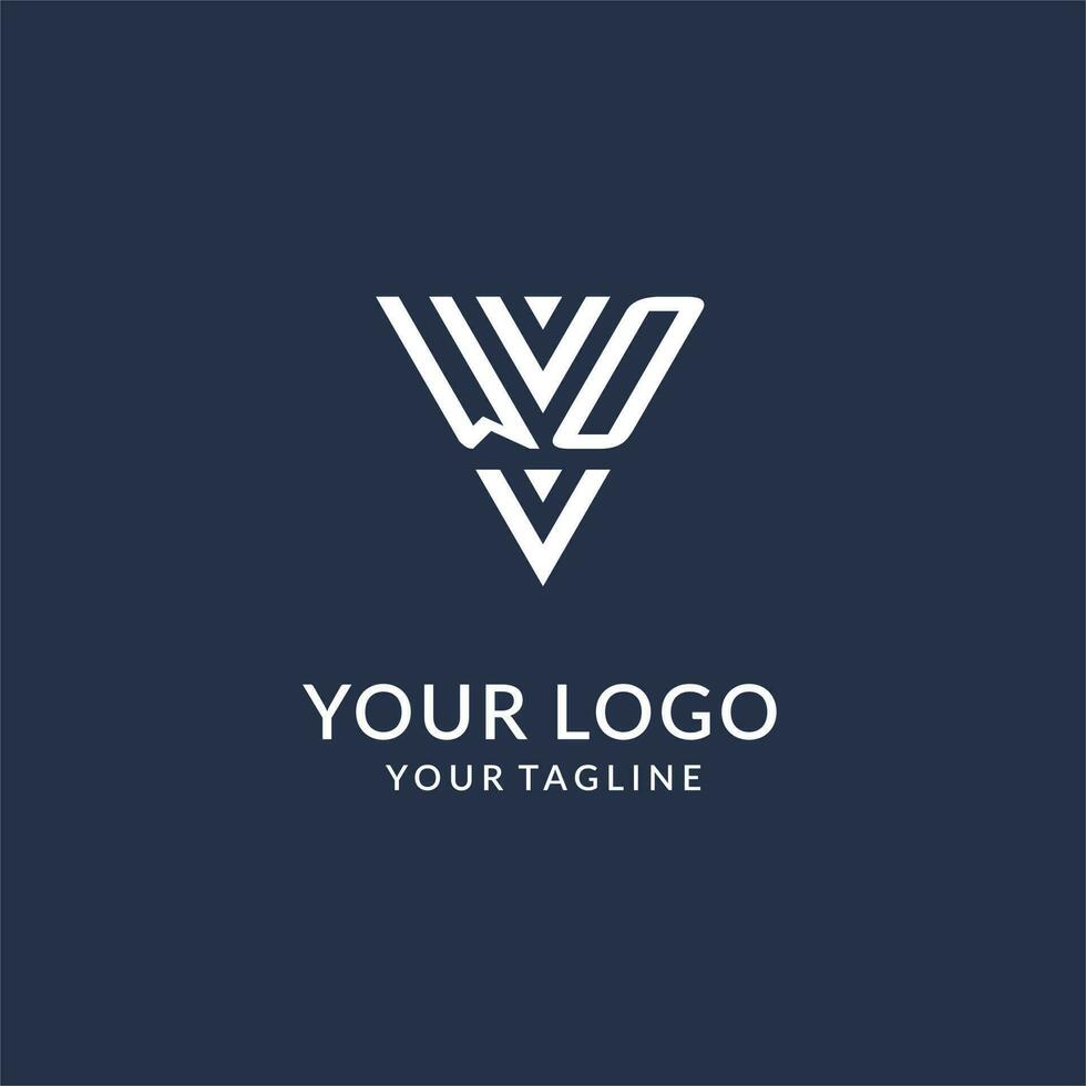 wo triangel monogram logotyp design idéer, kreativ första brev logotyp med triangel- form logotyp vektor