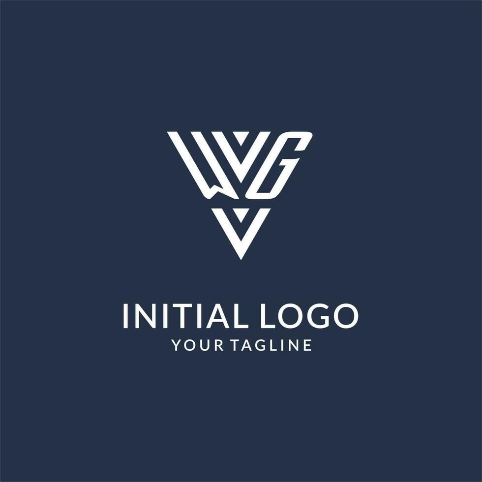 wg triangel monogram logotyp design idéer, kreativ första brev logotyp med triangel- form logotyp vektor