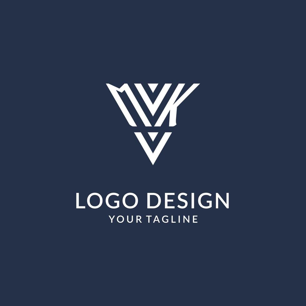 mk Dreieck Monogramm Logo Design Ideen, kreativ Initiale Brief Logo mit dreieckig gestalten Logo vektor