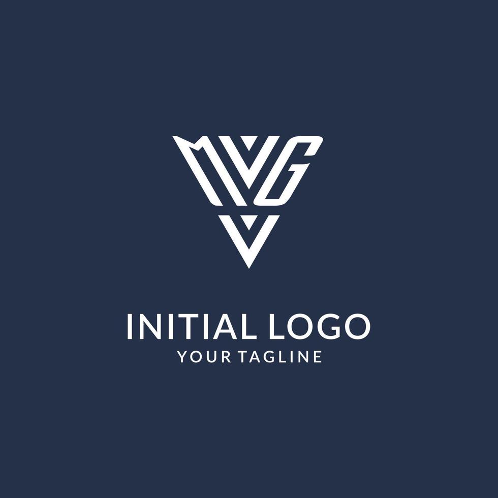 mg triangel monogram logotyp design idéer, kreativ första brev logotyp med triangel- form logotyp vektor