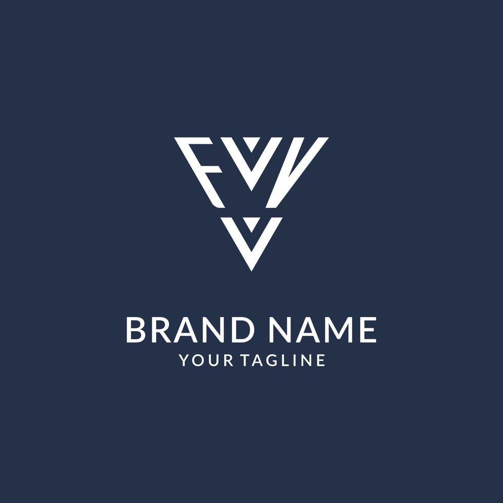 fv triangel monogram logotyp design idéer, kreativ första brev logotyp med triangel- form logotyp vektor