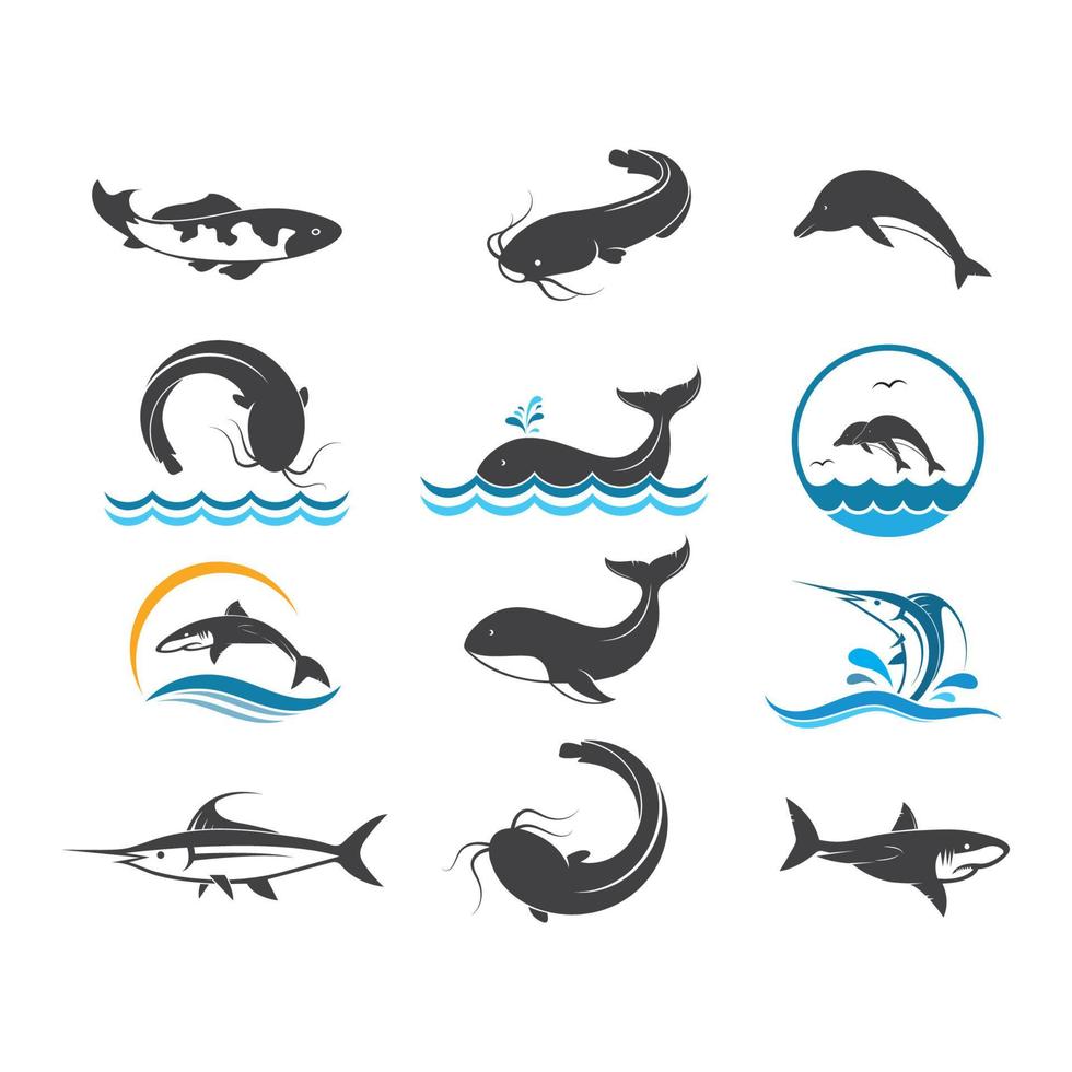 uppsättning av fisk ikon vektor illustration design
