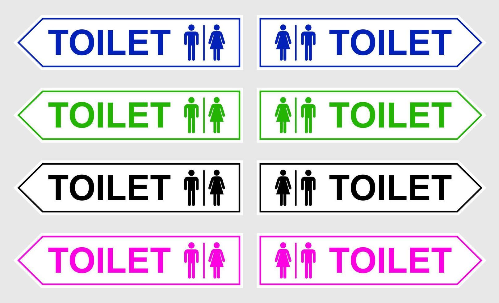 uppsättning toalett tecken tryckbar offentlig Skyltning toalett symbol modern enkel minimalistisk man kvinna silhuett design vektor