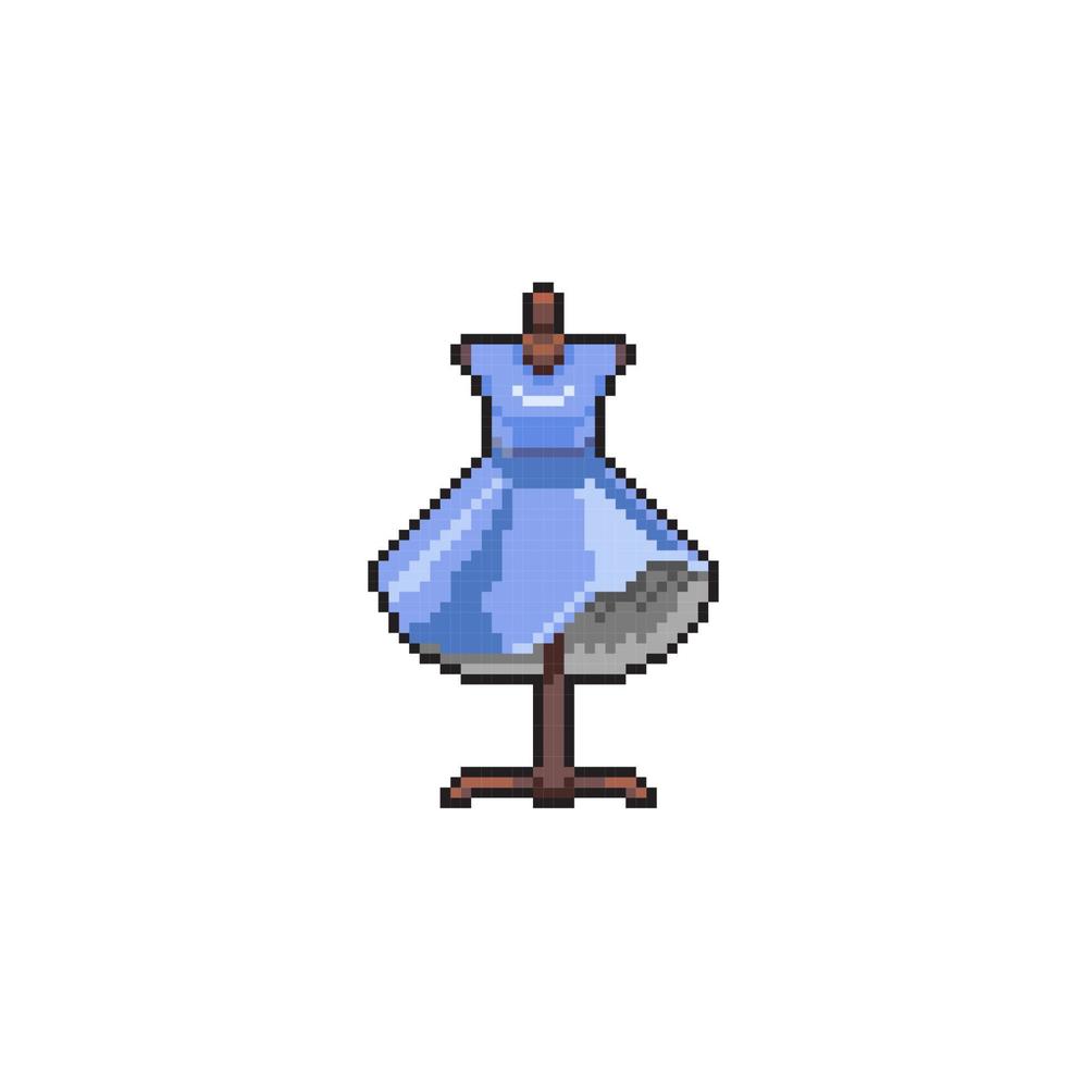 Blau Kleid Anzeige im Pixel Kunst Stil vektor