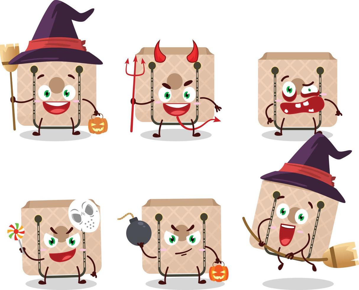 Halloween Ausdruck Emoticons mit Karikatur Charakter von Frauen Schlinge Tasche vektor