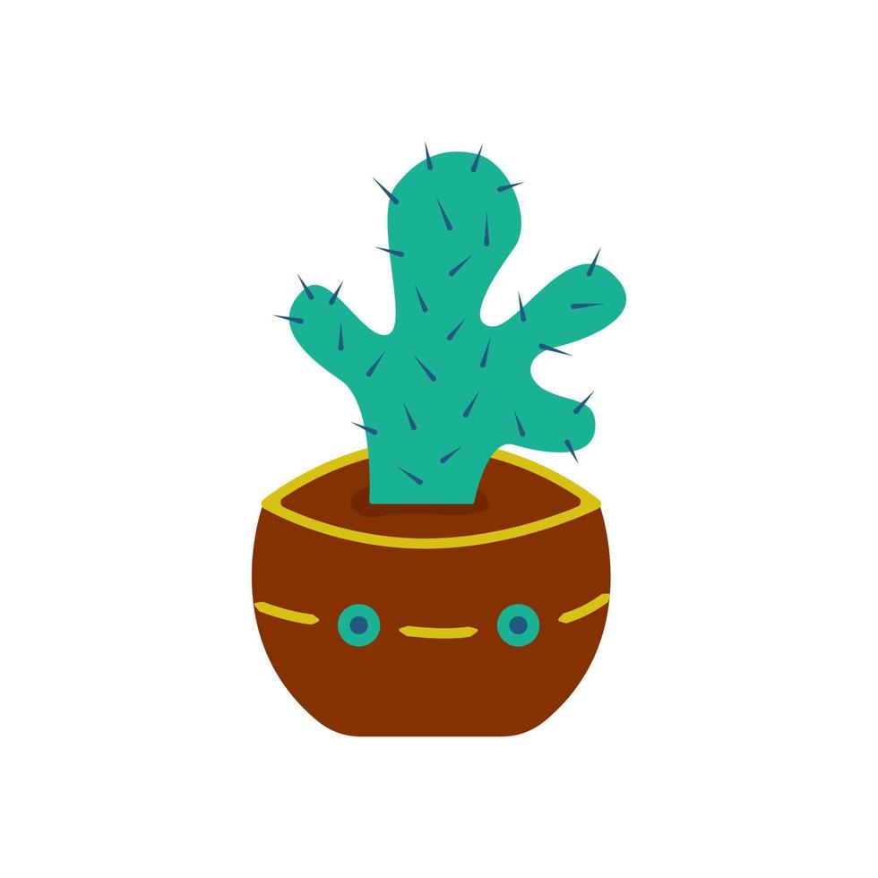 grön kaktus i en pott på en vit bakgrund vektor