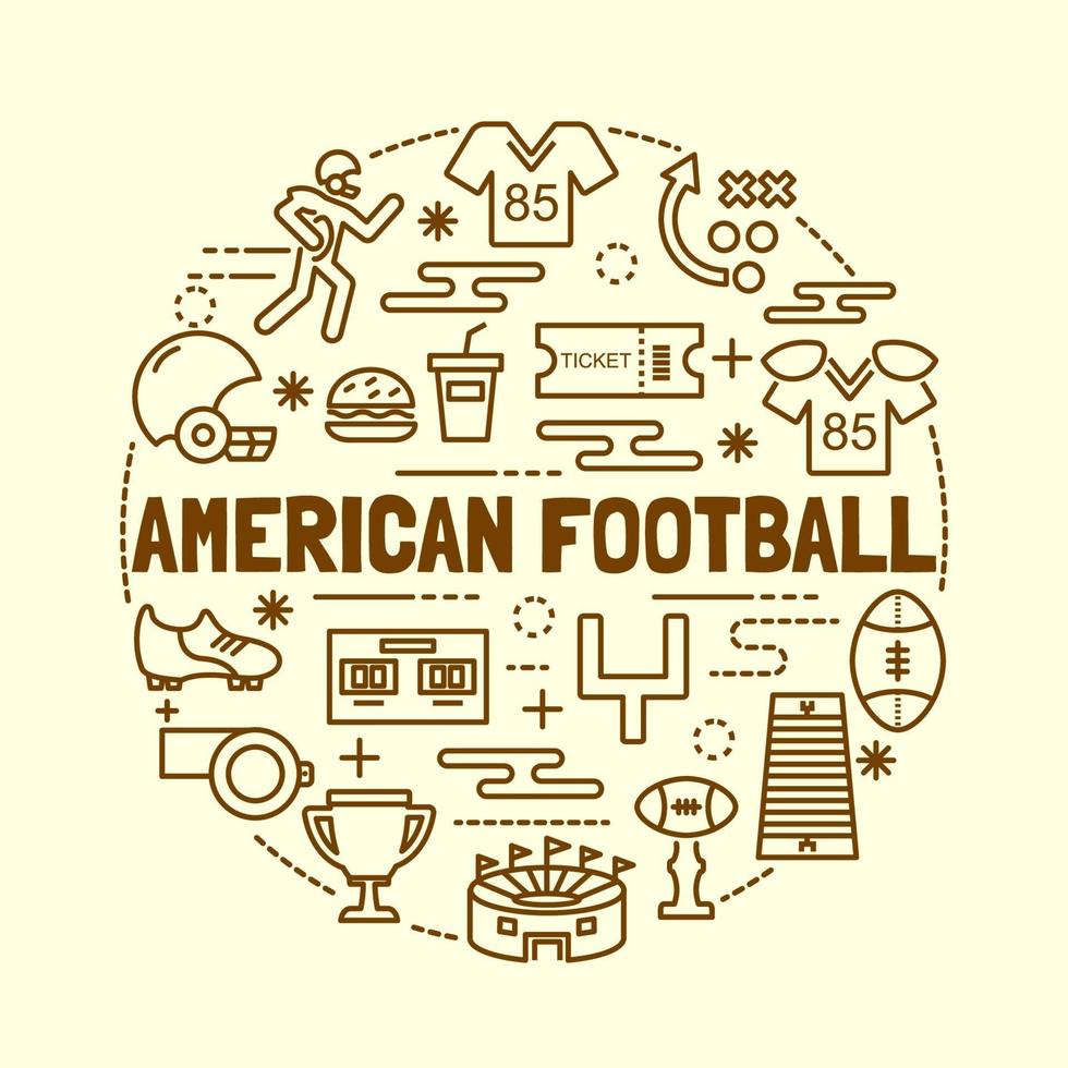 American Football minimale dünne Linie Symbole gesetzt vektor