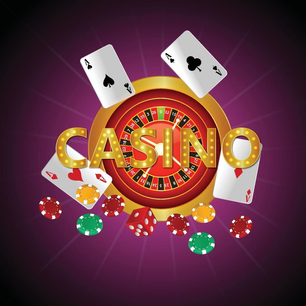Casino Luxus VIP Einladungskarte mit Spielkarten und Casino Chips vektor