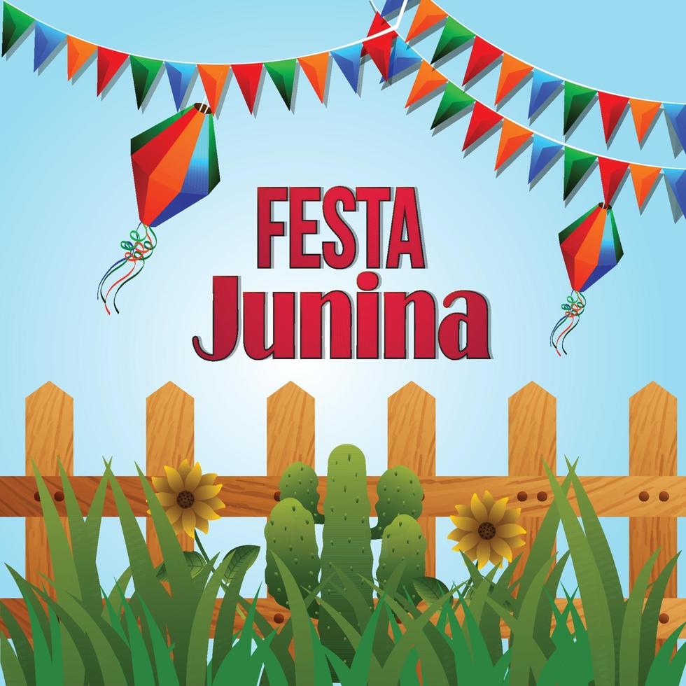 festa junina händelse bakgrund med kreativ illustration vektor