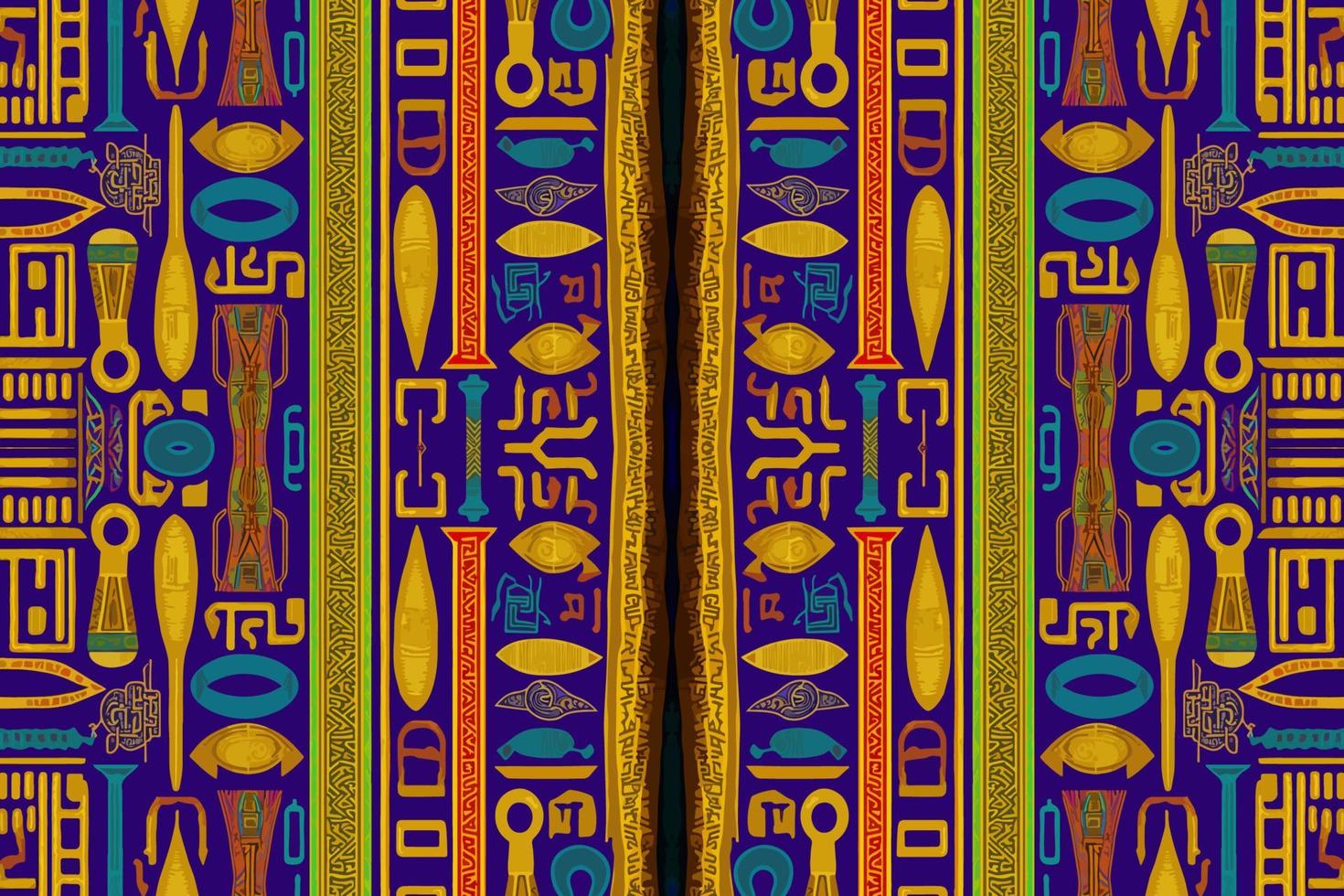 ethnisch Ikat ägyptisch Hieroglyphen Muster. abstrakt traditionell Volk Antiquität Stammes- Grafik Linie. Textur Textil- Stoff ethnisch ägyptisch Muster Vektor. aufwendig elegant Luxus Jahrgang retro Stil. vektor