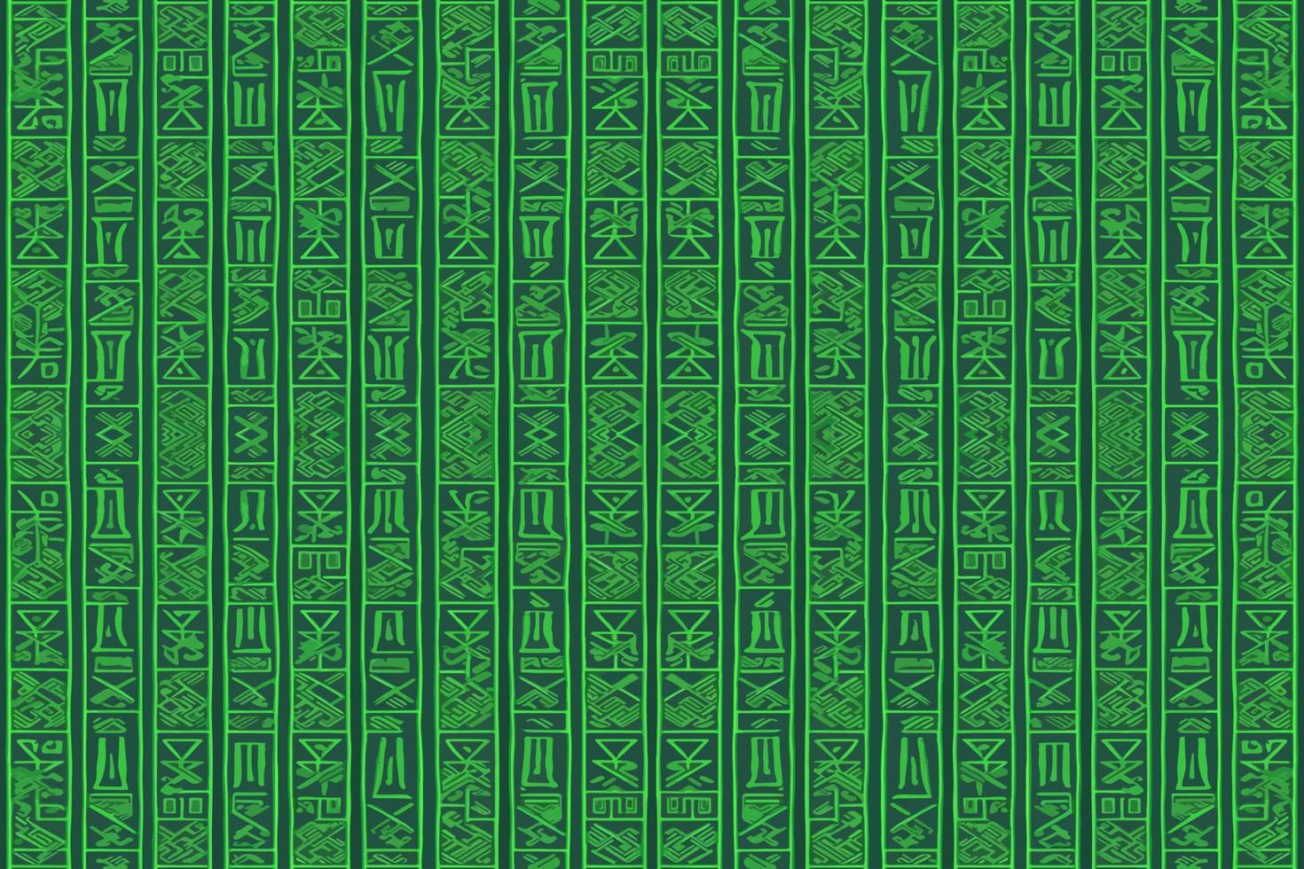 egyptisk hieroglyfer etnisk mönster grön bakgrund. abstrakt traditionell folk antik stam- sicksack- grafisk linje. textur textil- tyg egyptisk vektor utsmyckad elegant lyx årgång retro stil.