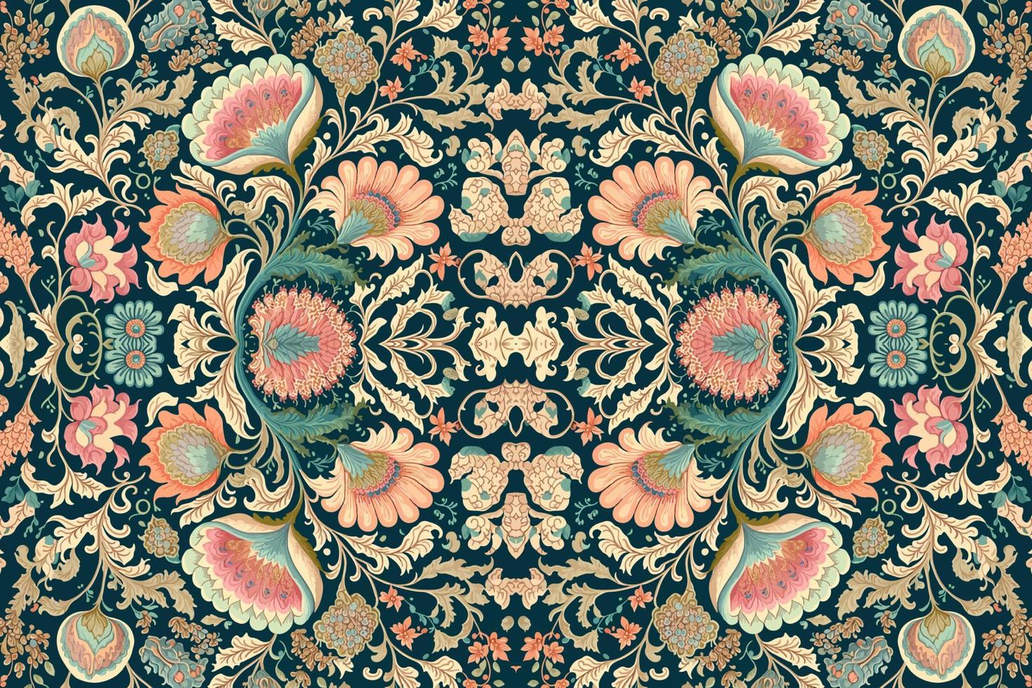 lyx indisk blommig mönster pastell tona. abstrakt traditionell folk antik stam- grafisk linje. textur textil- tyg etnisk mönster. utsmyckad elegant lyx årgång retro style.vector illustration. vektor